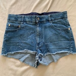 Stella McCartney Denim Distressed Star Shorts